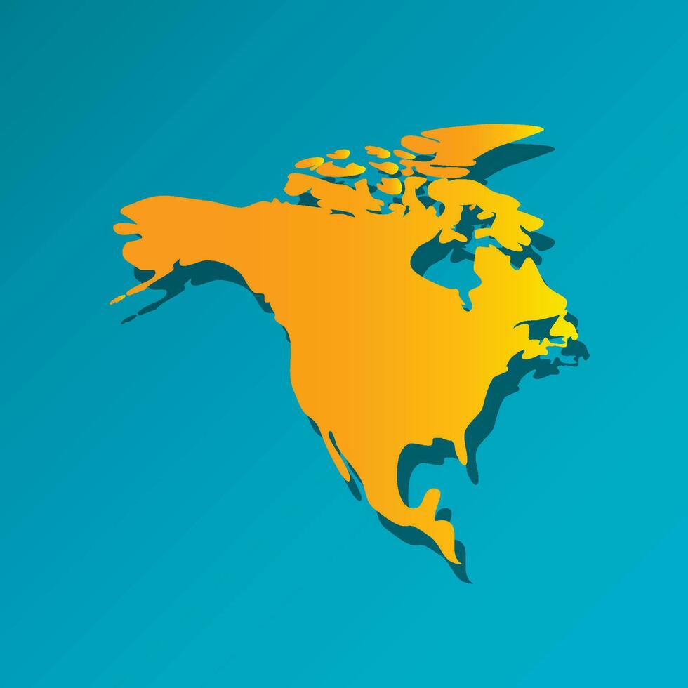 vecteur illustration carte avec Orange silhouette de Nord Amérique carte. bleu Contexte