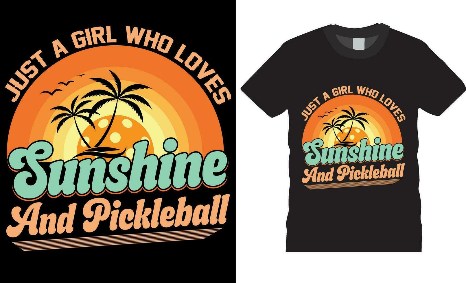 juste une fille qui aime ensoleillement et pickleball, cornichon Balle T-shirt conception vecteur modèle