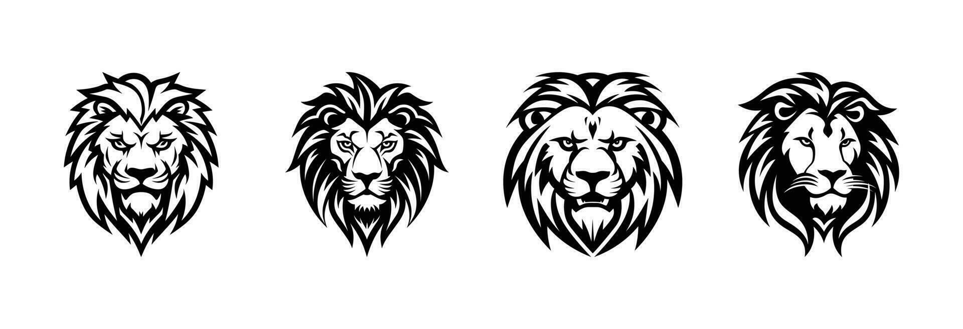 Lion mascotte main dessin silhouette vecteur icône
