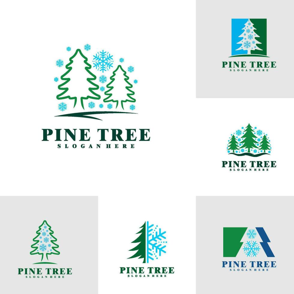 ensemble de hiver pin arbre logo conception vecteur. Créatif pin arbre logo concepts modèle vecteur