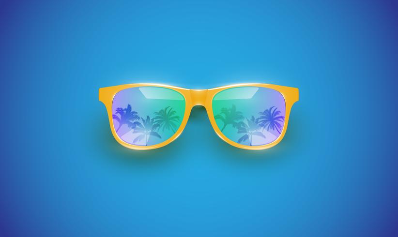 Lunettes de soleil vecteur réaliste sur un fond coloré, illustration vectorielle