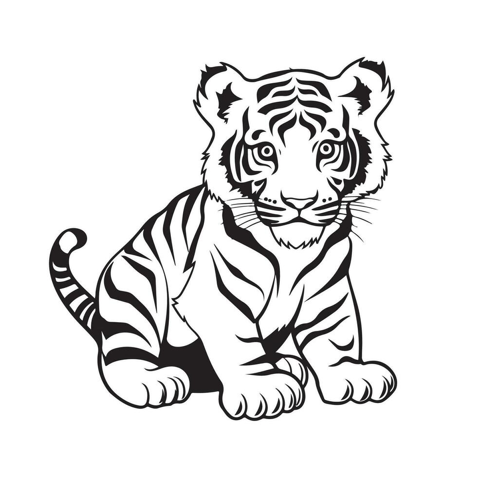 noir et blanc tigre dessins sur une blanc Contexte vecteur