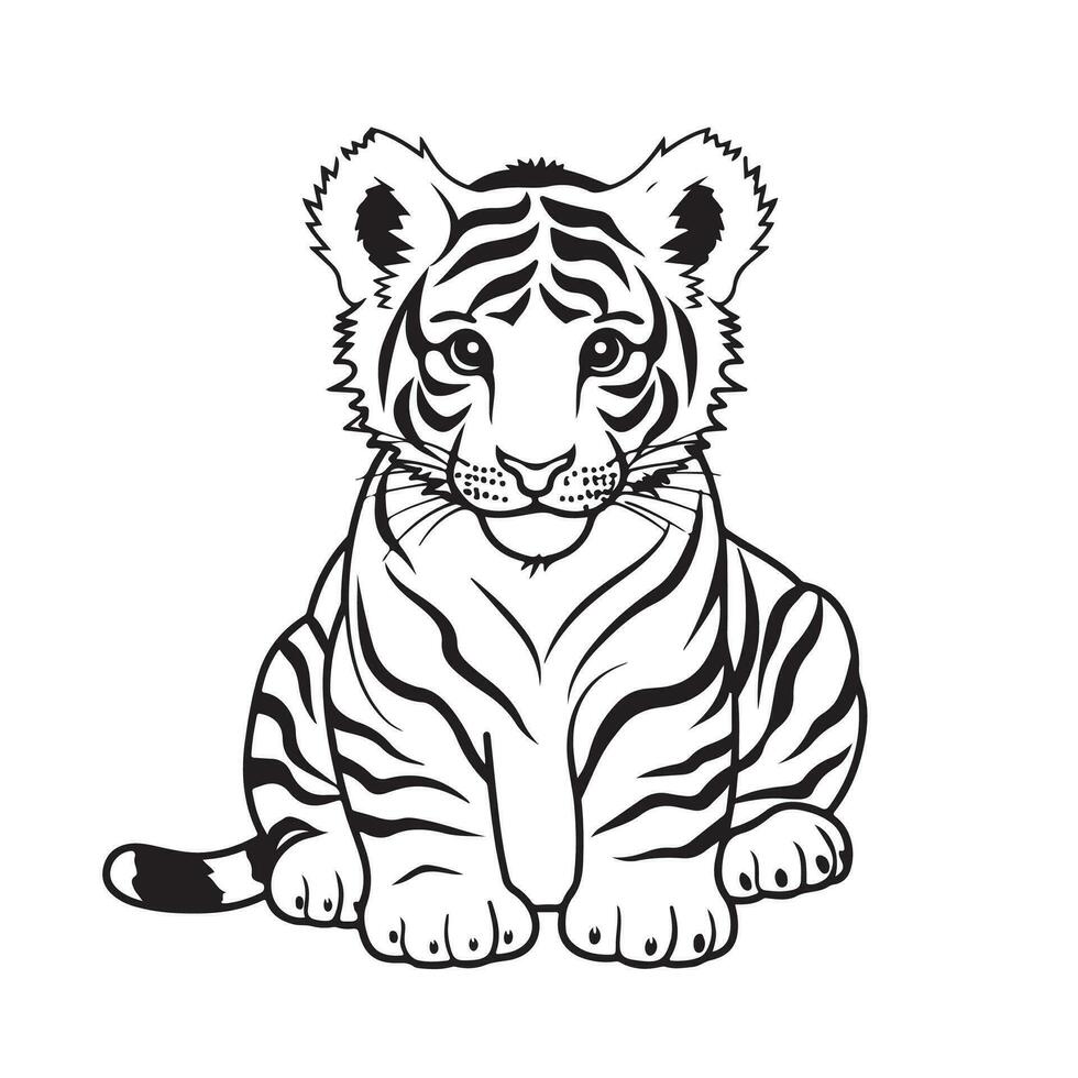 noir et blanc tigre dessins sur une blanc Contexte vecteur