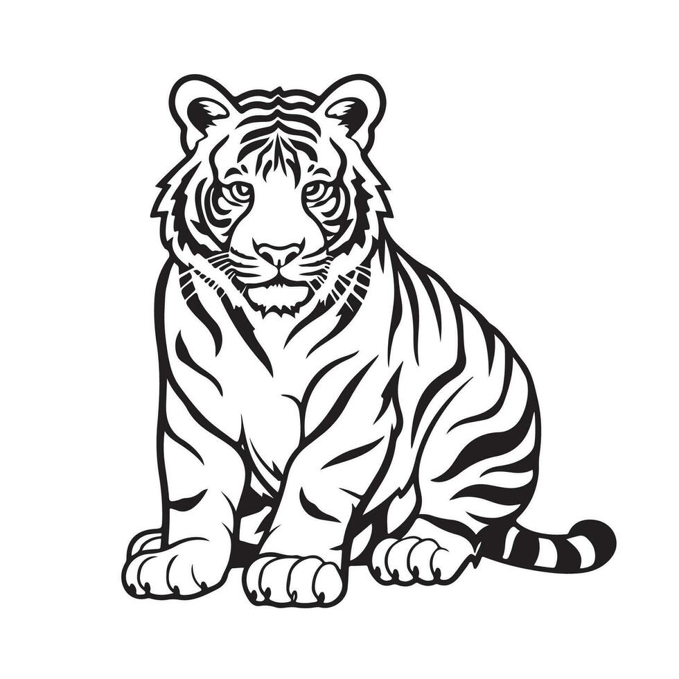 noir et blanc tigre dessins sur une blanc Contexte vecteur