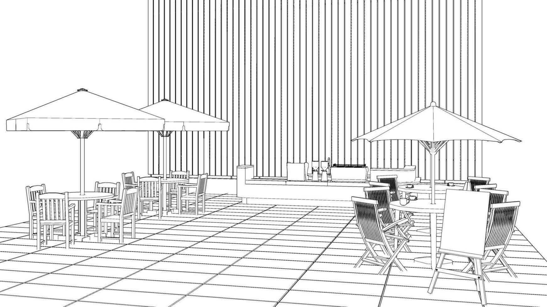 3d, illustration, de, café-restaurant vecteur