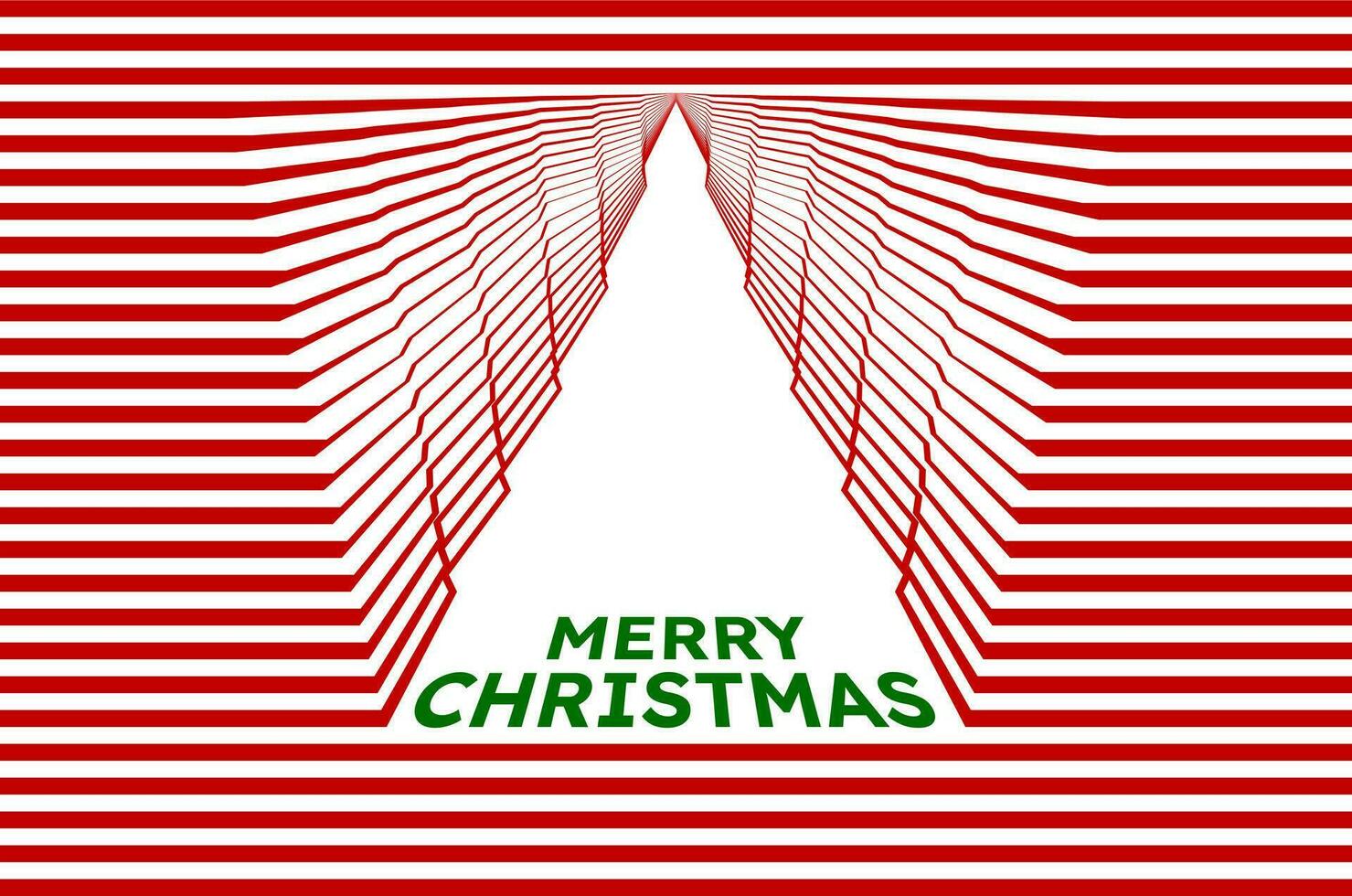 rouge ligne illusion. vert joyeux Noël caractères. abstrait Contexte dans le forme de une blanc Noël arbre. dessins pour carte, couverture, affiche, en tissu modèle, textile, mur. vecteur illustration.