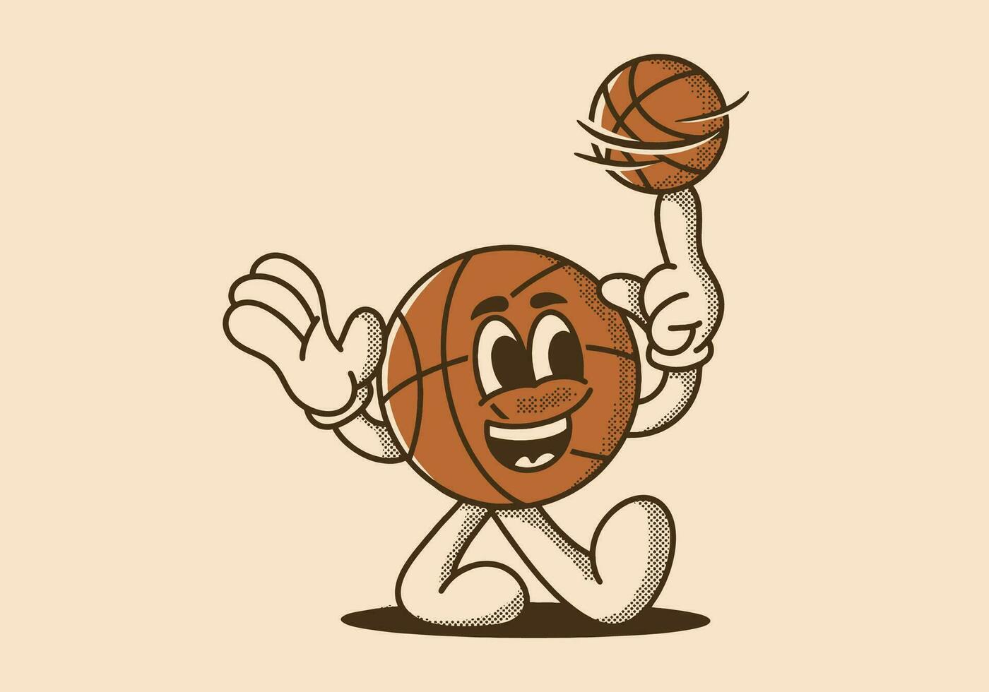 mascotte personnage illustration de en marchant basketball tourner le Balle vecteur