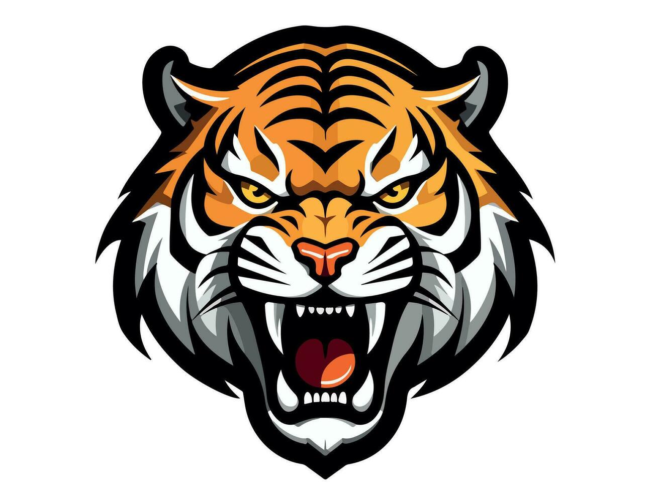 en colère tigre esport logo vecteur illustration avec isolé Contexte