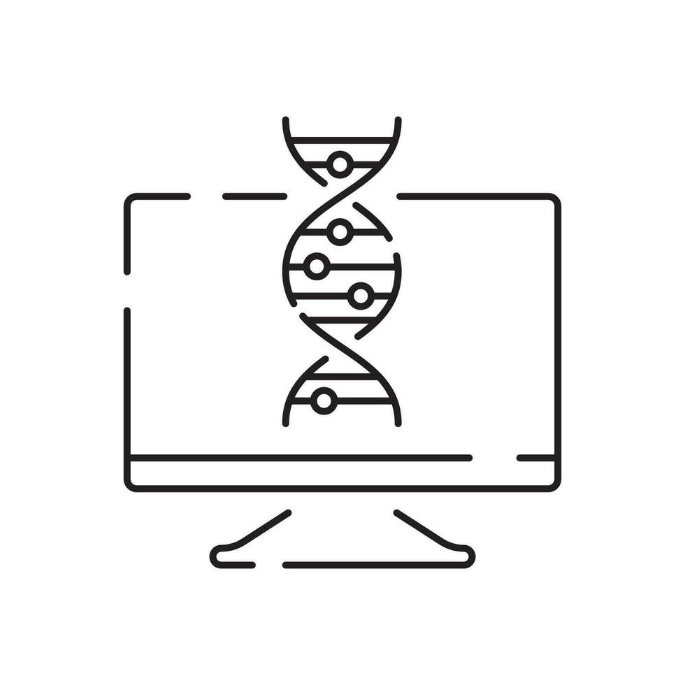 génétique ingénierie vecteur ligne icône. la génétique laboratoire recherche, biochimie expérience. pictogramme concept. contour symbole. Facile vecteur Matériel conception de la toile graphique.