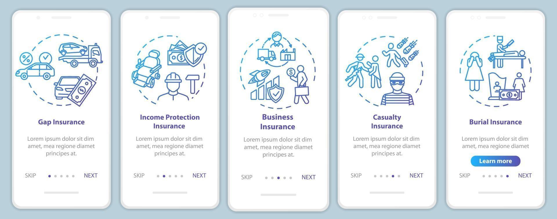 écran de page d'application mobile d'intégration de protection d'entreprise avec des concepts vecteur