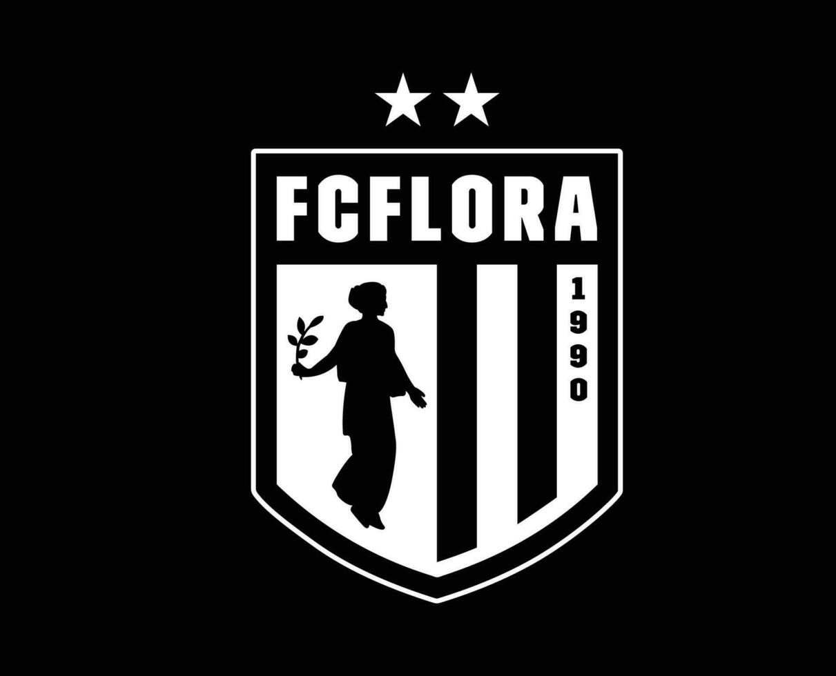 flore Tallinn club logo symbole blanc Estonie ligue Football abstrait conception vecteur illustration avec noir Contexte