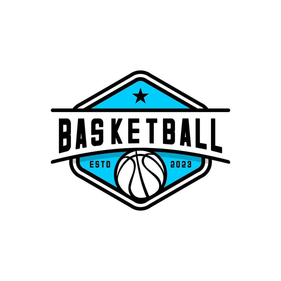 vecteur basketball sport logo avec hexagone bouclier Contexte