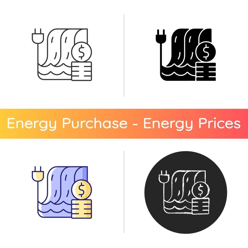 icône de tarification de l'hydroélectricité vecteur