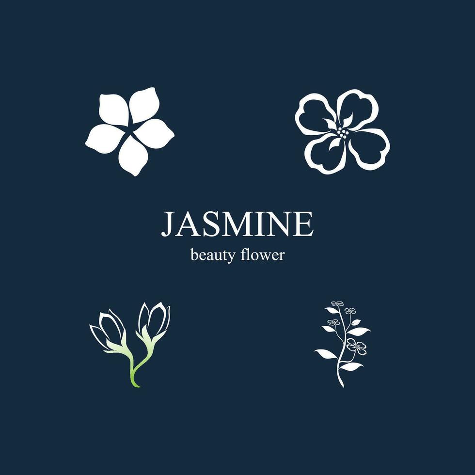 jasmin élément vecteur logo. rond emblème dans minimal linéaire style - Naturel produit conception, fleuriste, produits de beauté, écologie concept, bien-être, spa, brut nourriture emballer.