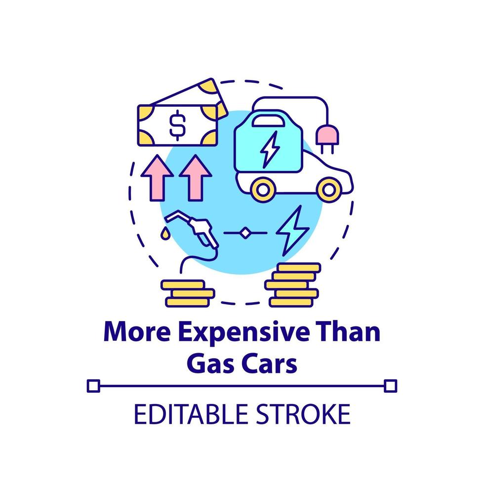 icône de concept de différence de coût des véhicules électriques. vecteur
