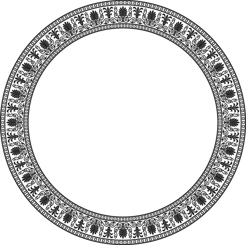 vecteur monochrome noir rond classique grec ornement. européen ornement. frontière, cadre, cercle, bague ancien Grèce, romain Empire