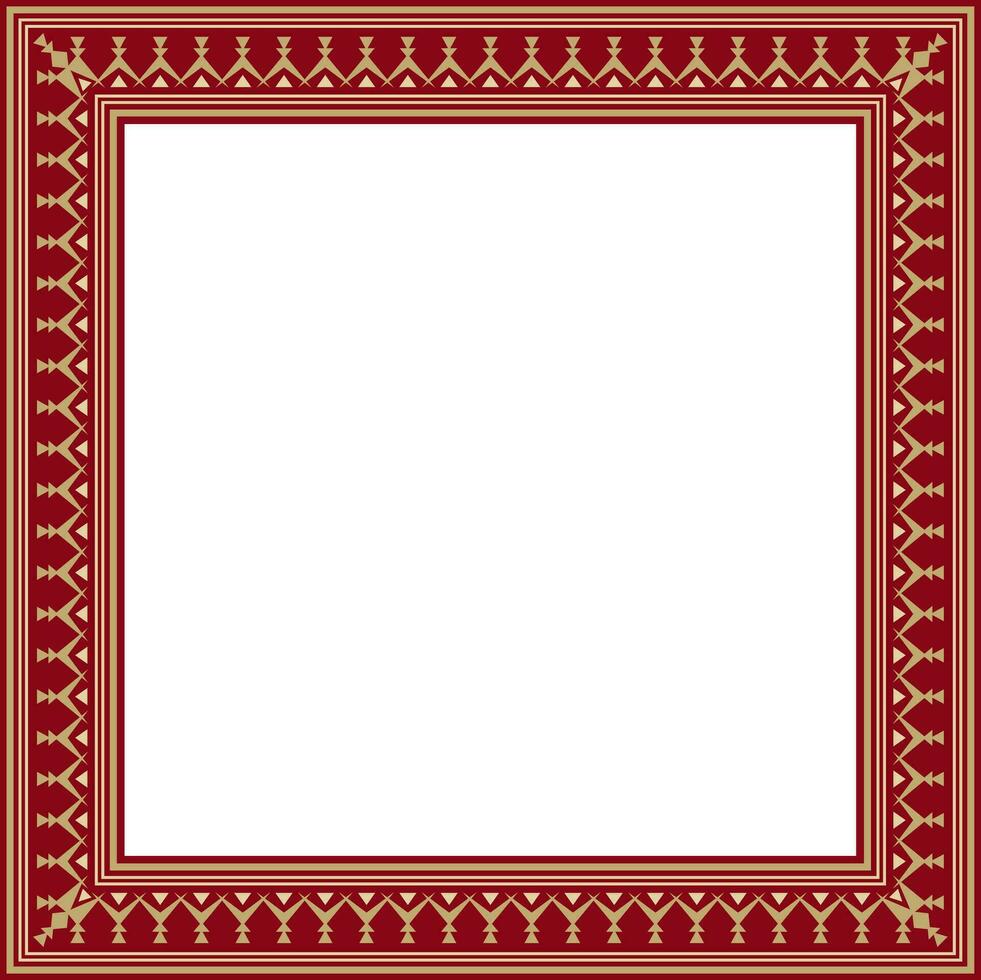 vecteur or et rouge carré yakut ornement. infini rectangle, frontière, Cadre de le nord les peuples de le loin est