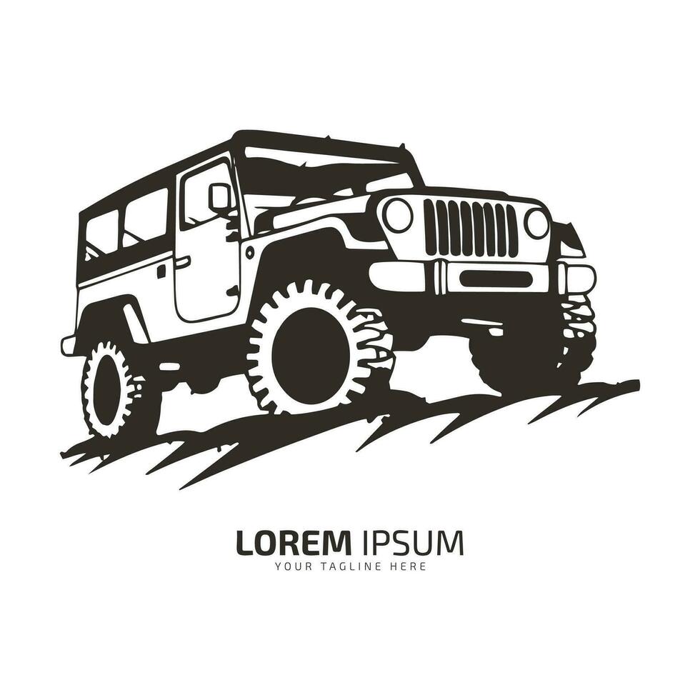 minimal et abstrait logo de jeep icône de route vecteur voiture silhouette isolé conception Montagne jeep
