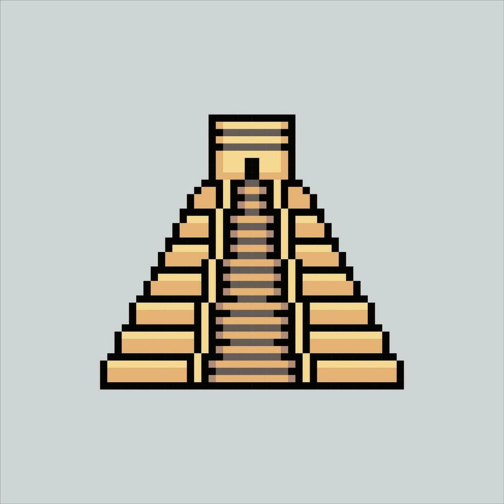 pixel art illustration maya temple. pixélisé pyramide temple. maya kukulcan pyramide temple France point de repère icône pixélisé pour le pixel art Jeu et icône pour site Internet et vidéo jeu. vecteur