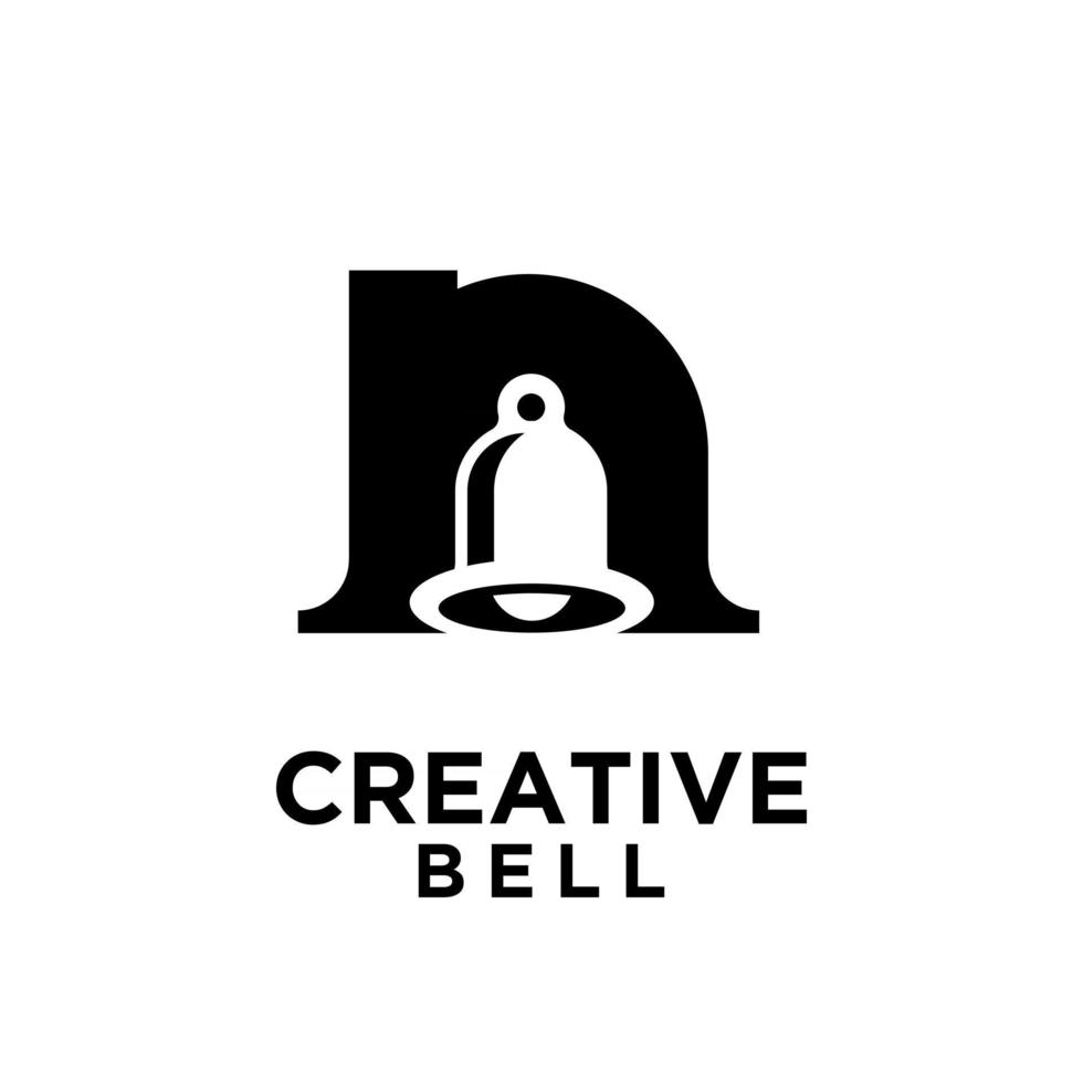 Bell avec la lettre initiale n vector illustration design icône logo noir