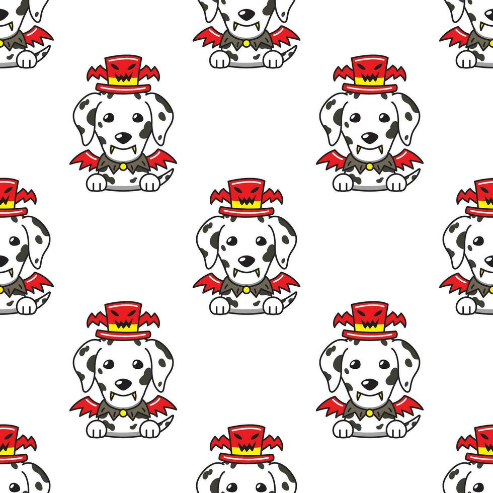 dessin animé dalmatien chien avec Halloween costume sans couture modèle Contexte vecteur