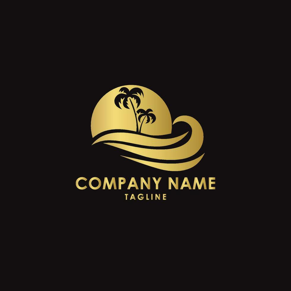 plage hôtels logo conception vecteur