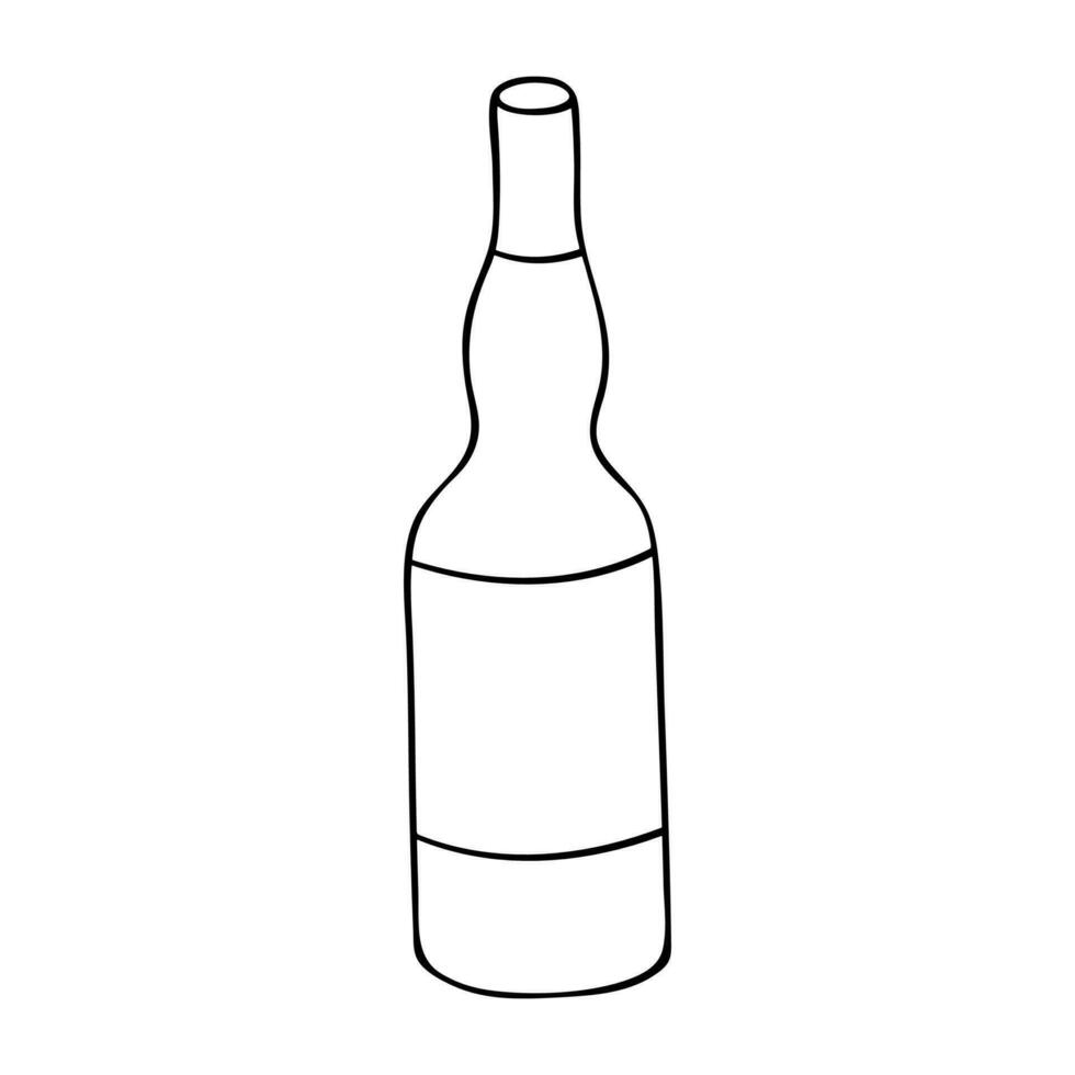 main tiré alcool bouteille illustration. de l'alcool boisson clipart dans griffonnage style. Célibataire élément pour conception vecteur