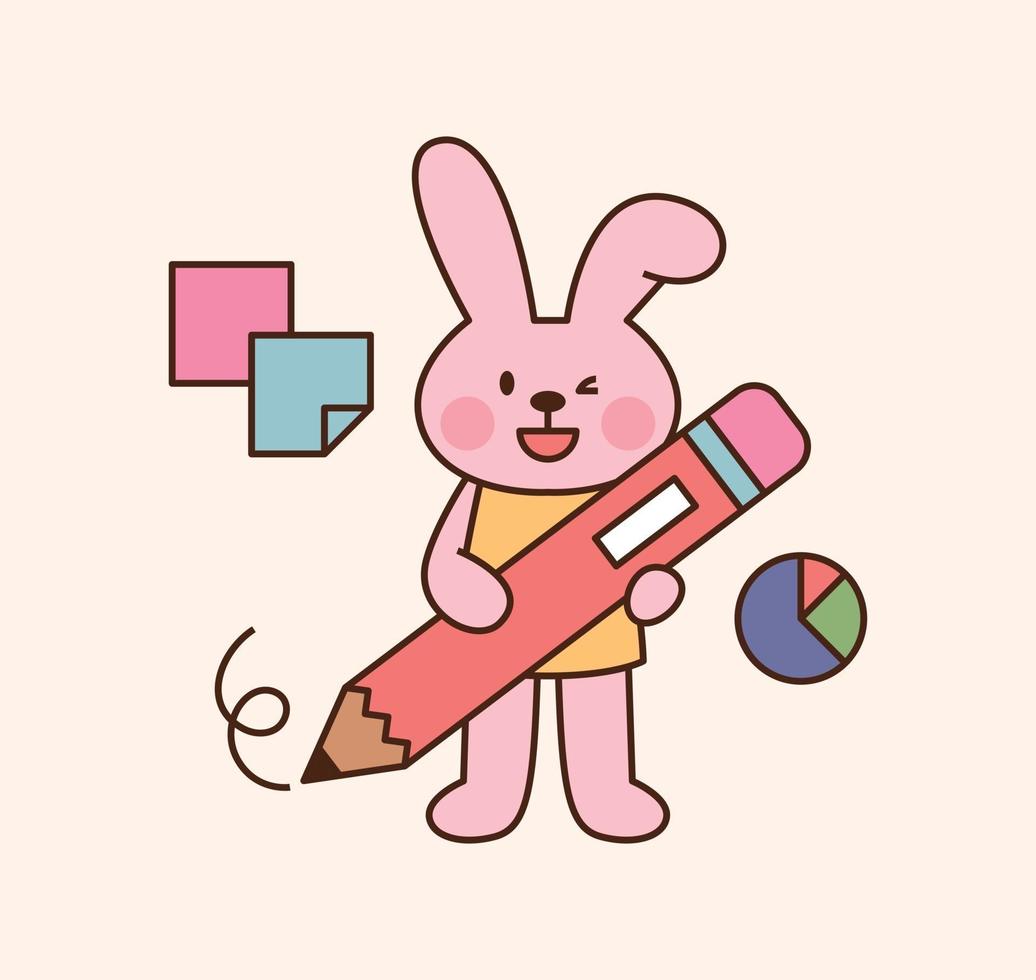 personnage étudiant de lapin mignon. vecteur