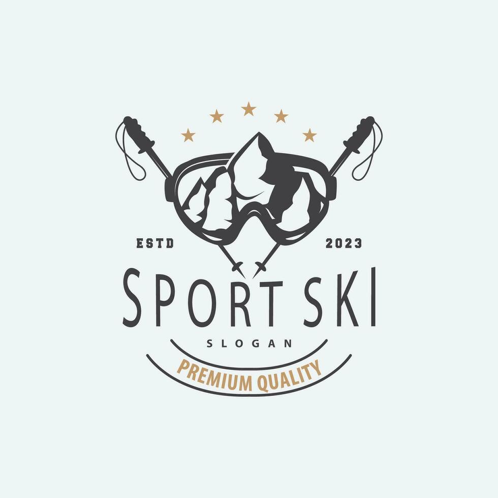 ski sport logo, hiver neige des sports conception rétro ancien vecteur illustration