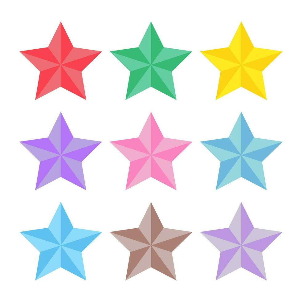brillant coloré dessin animé étoiles isolé sur blanc Contexte vecteur