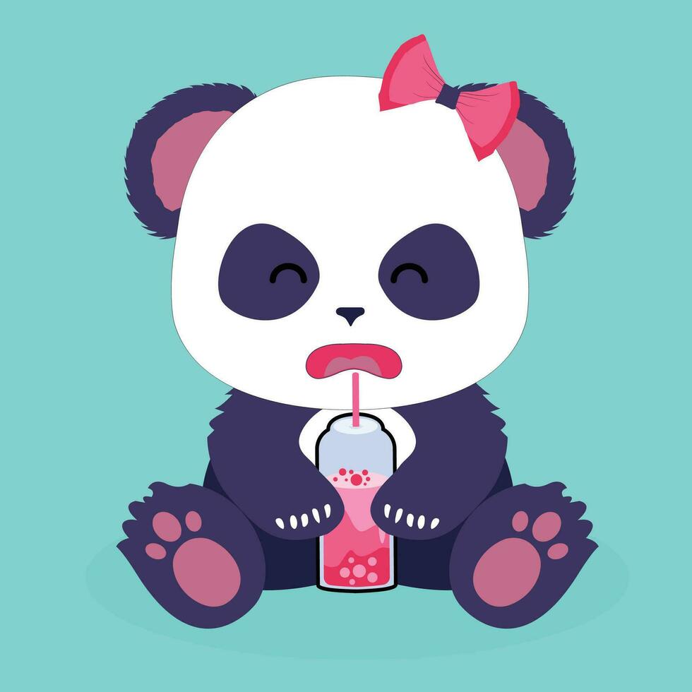 mignonne bébé Panda en portant une jus bouteille dans une vecteur clipart