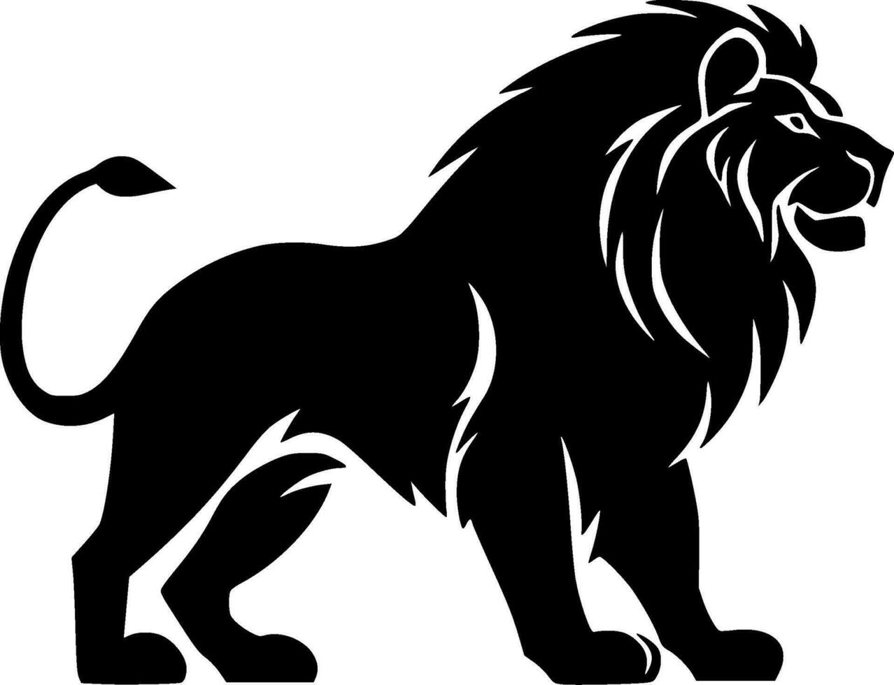 Lion - noir et blanc isolé icône - vecteur illustration