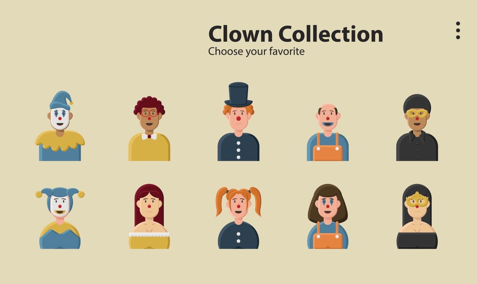 campagne clown carnaval cirque atome bali drôle chapeau masque fête beauté vecteur