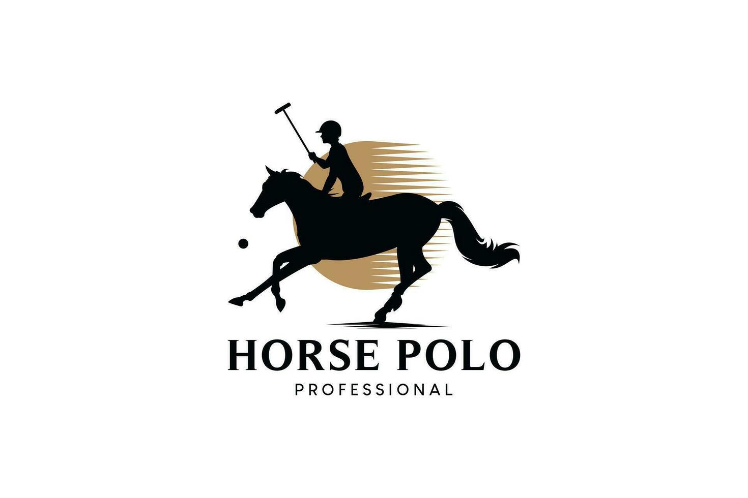 cheval polo sport logo avec silhouette de une Masculin la personne équitation une fonctionnement cheval vecteur