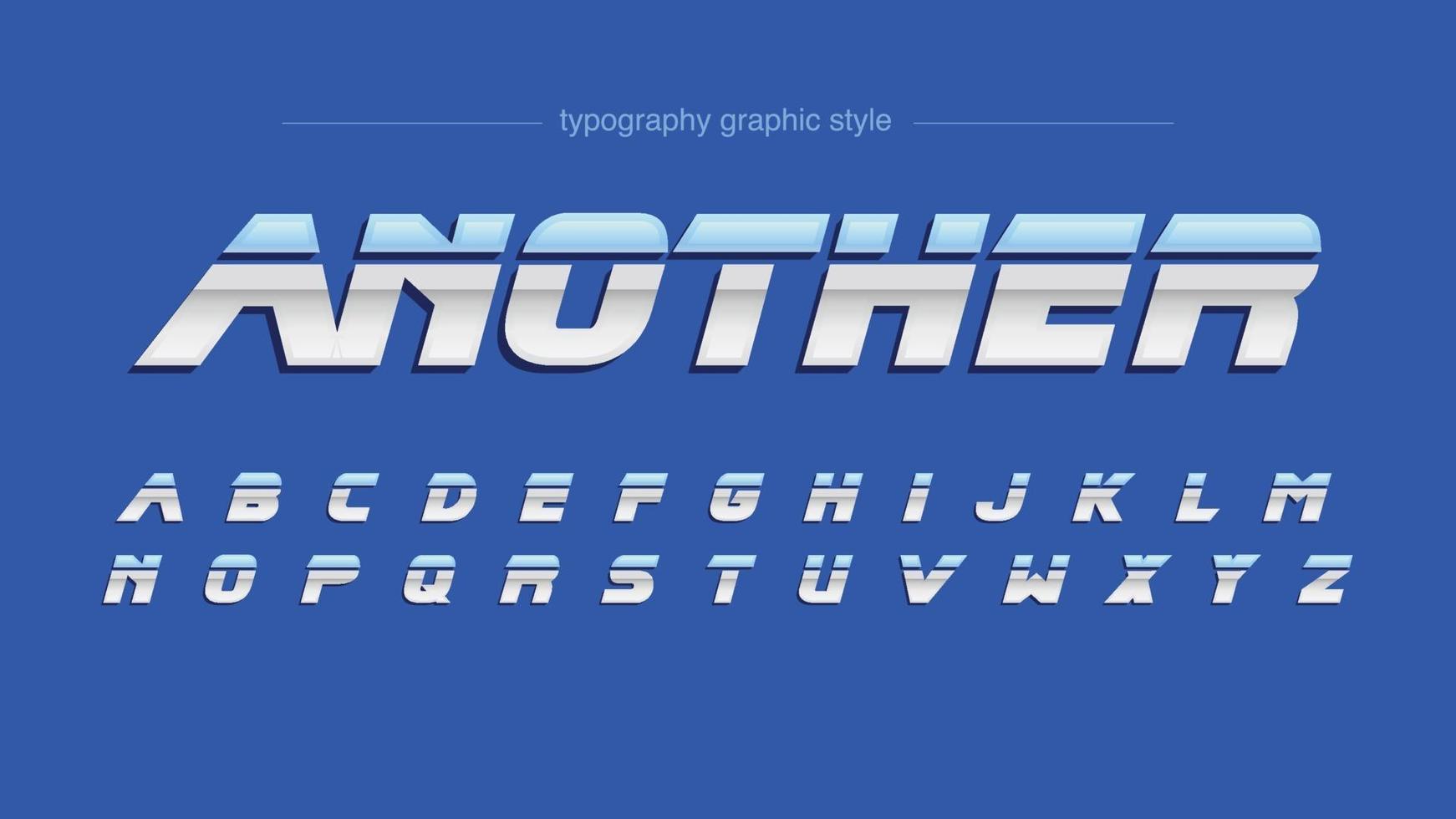 typographie futuriste métallique et bleue vecteur