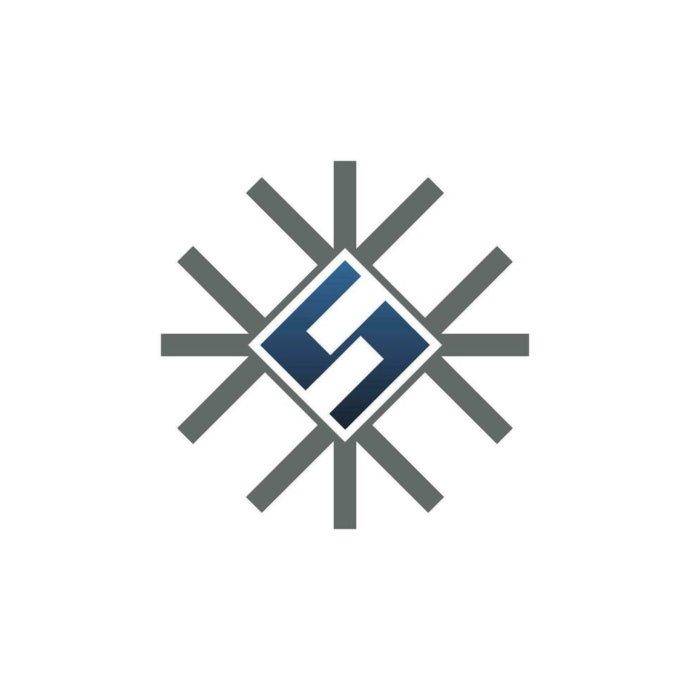 abstrait carré géométrique lettre s logo avec flocon de neige vecteur