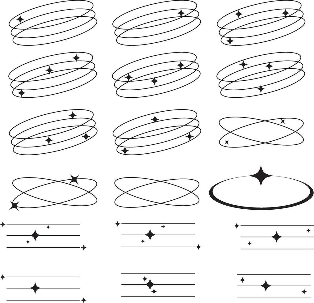 moderne minimaliste esthétique ligne éléments sur fluide pente arrière-plan, branché linéaire cadres avec étoiles, géométrique formes. vecteur