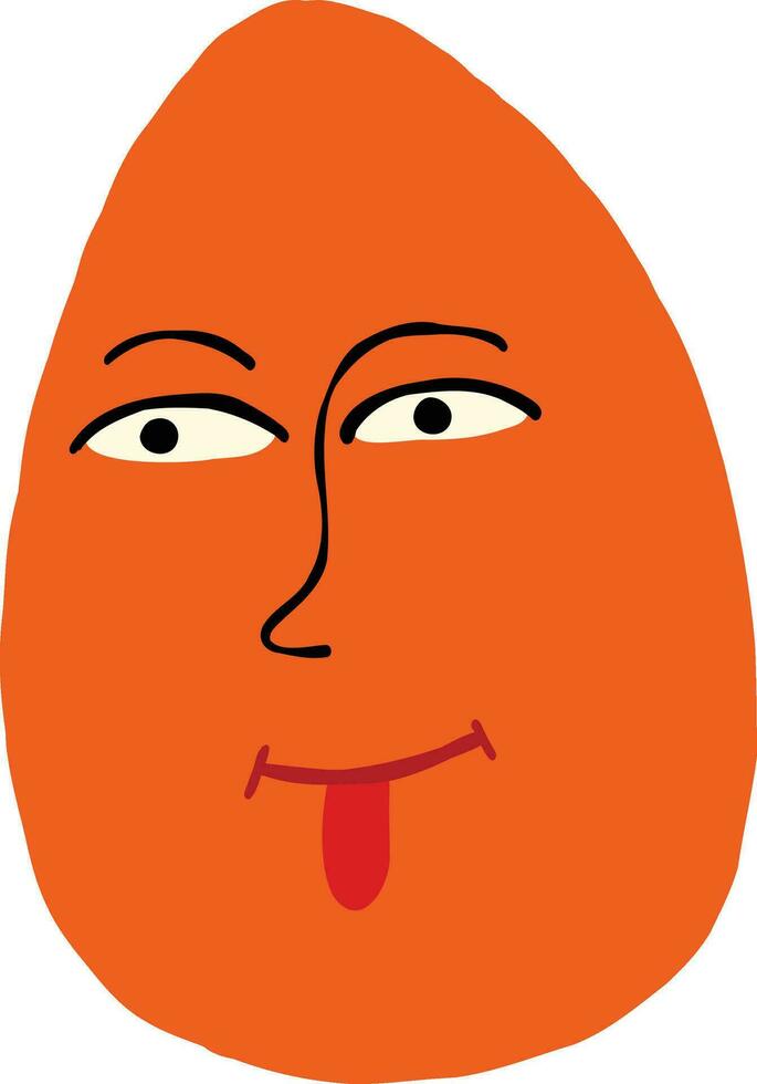 marrant Orange étrange Oeuf avec cool affronter. mignonne excentrique bande dessinée Pâques Oeuf vecteur