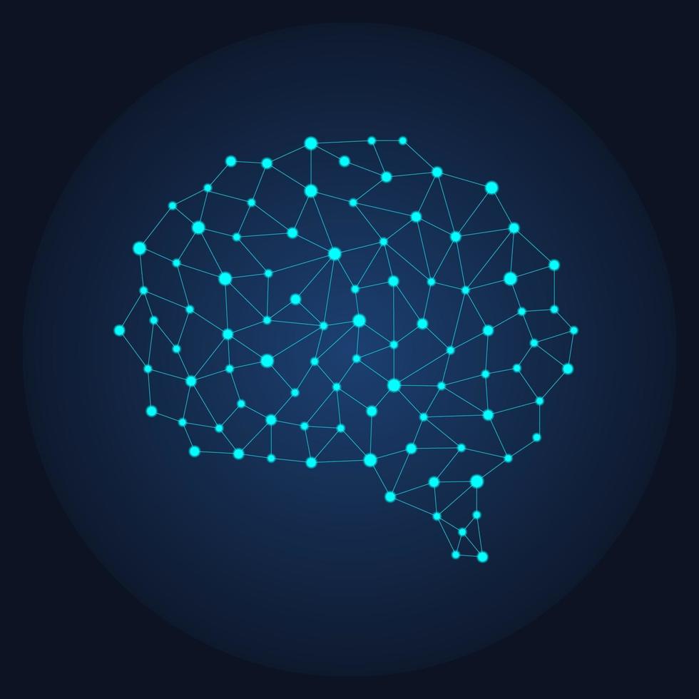 cerveau humain numérique à partir de nœuds et de connexions. réseau neuronal vecteur