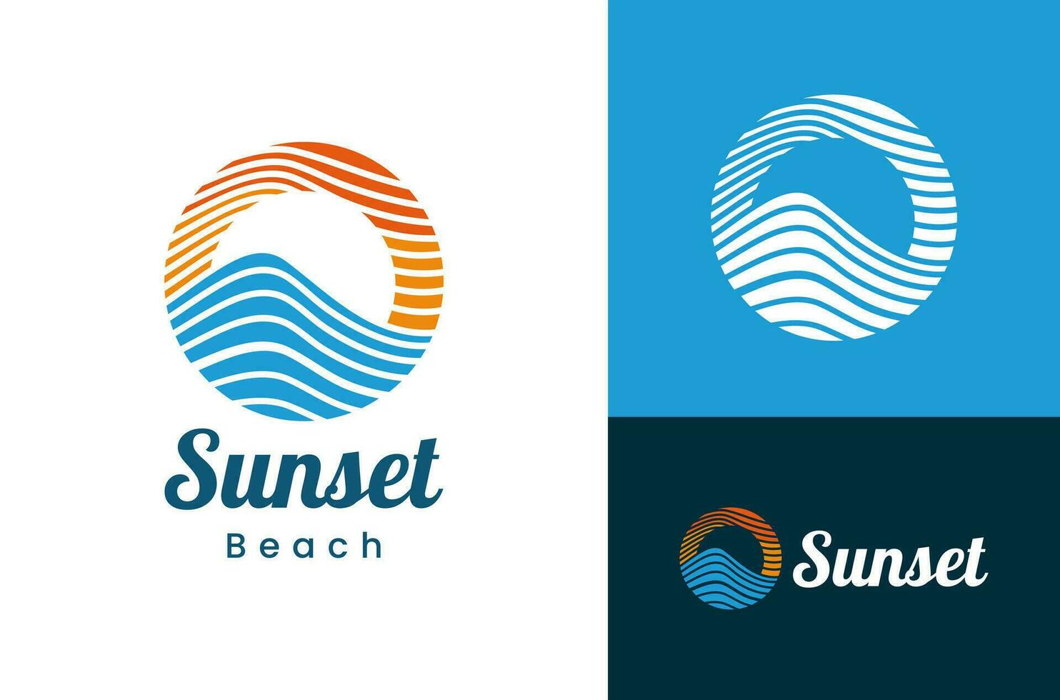 abstrait le coucher du soleil plage logo illustration conception modèle vecteur