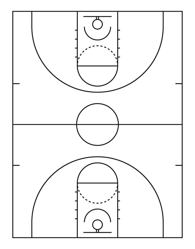 schéma du terrain de basket vecteur