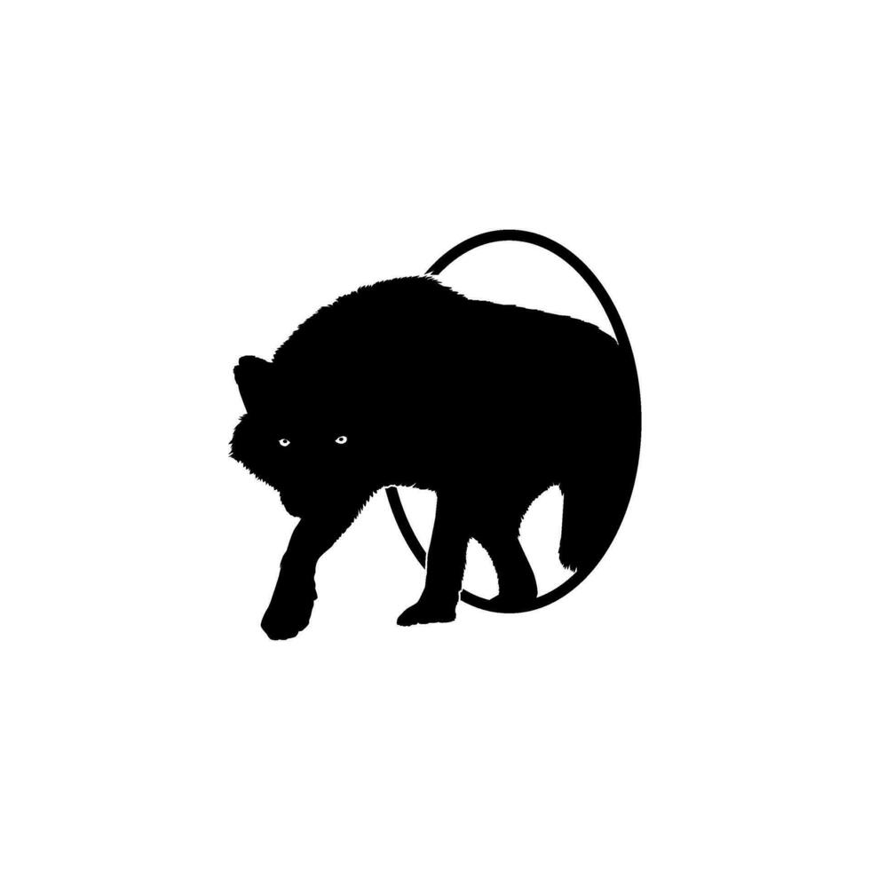 silhouette de le Loup survenir de le cercle trou pour logo taper. vecteur illustration