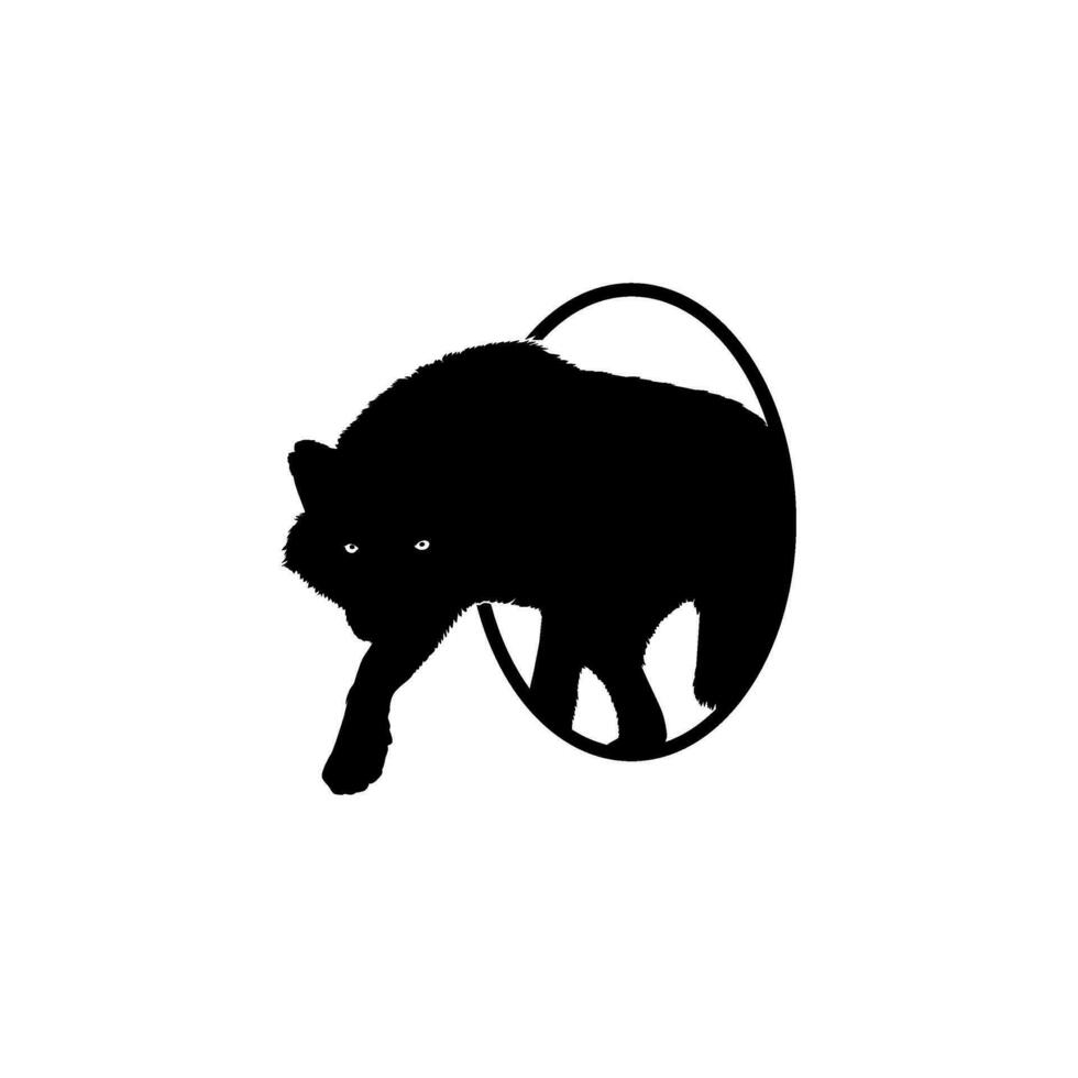 silhouette de le Loup survenir de le cercle trou pour logo taper. vecteur illustration