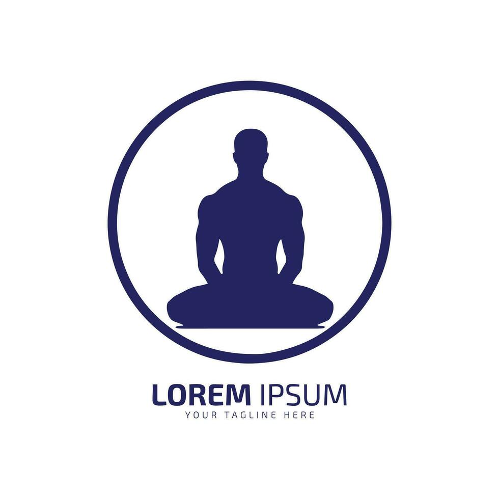 abstrait portrait de une homme icône conception yoga dans cercle logo icône silhouette vecteur isolé conception