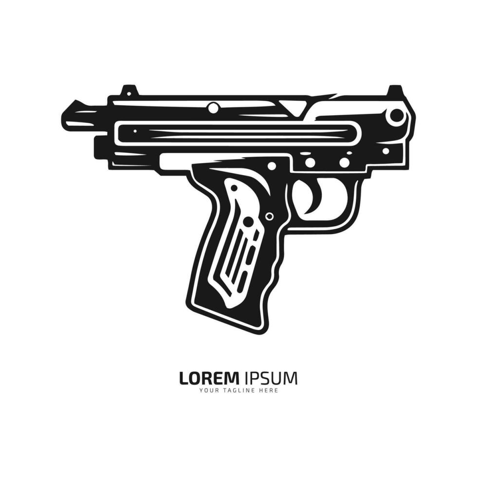 minimal et abstrait logo de pistolet vecteur pistolet icône arme silhouette isolé modèle conception sur Orange Couleur Contexte