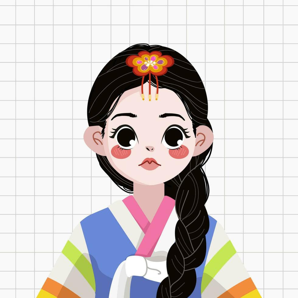 mignonne coréen traditionnel fille illustration vecteur