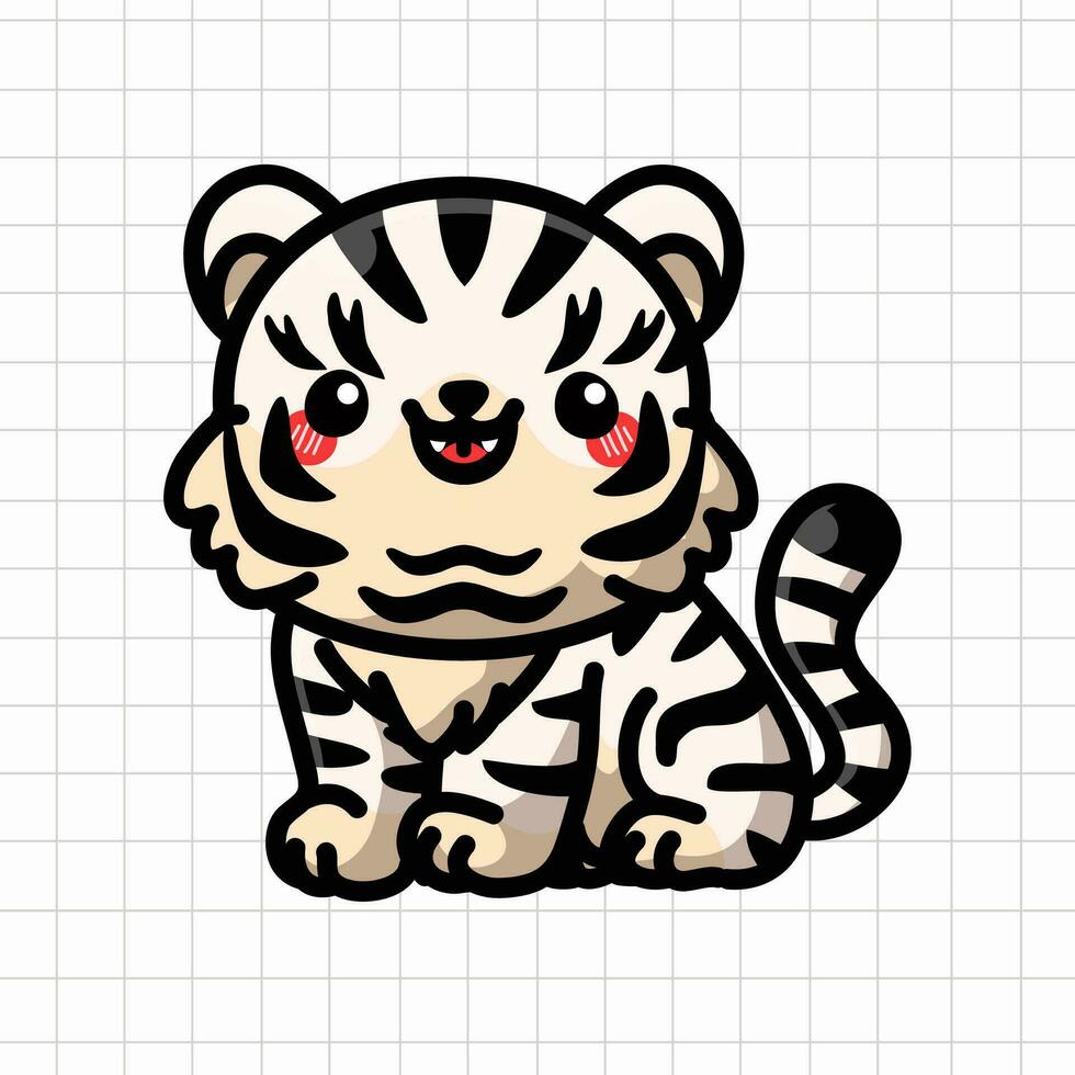 mignonne blanc tigre animal illustration vecteur
