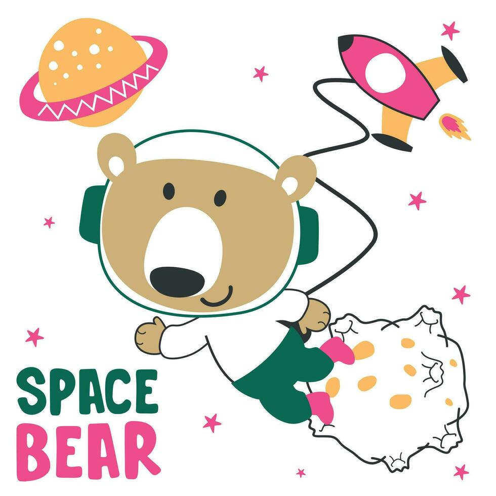 vecteur illustration de mignonne dessin animé astronautes peu animal dans espace, puéril conception pour des gamins activité coloration livre ou page.