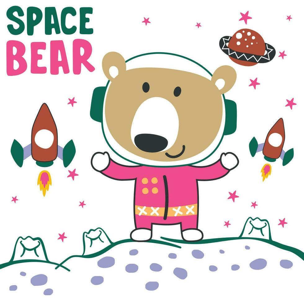 vecteur illustration de mignonne dessin animé astronautes peu animal dans espace, adapté pour autocollants et t chemises des gamins bébé, t chemise impression conception, mode graphique et autre décoration.