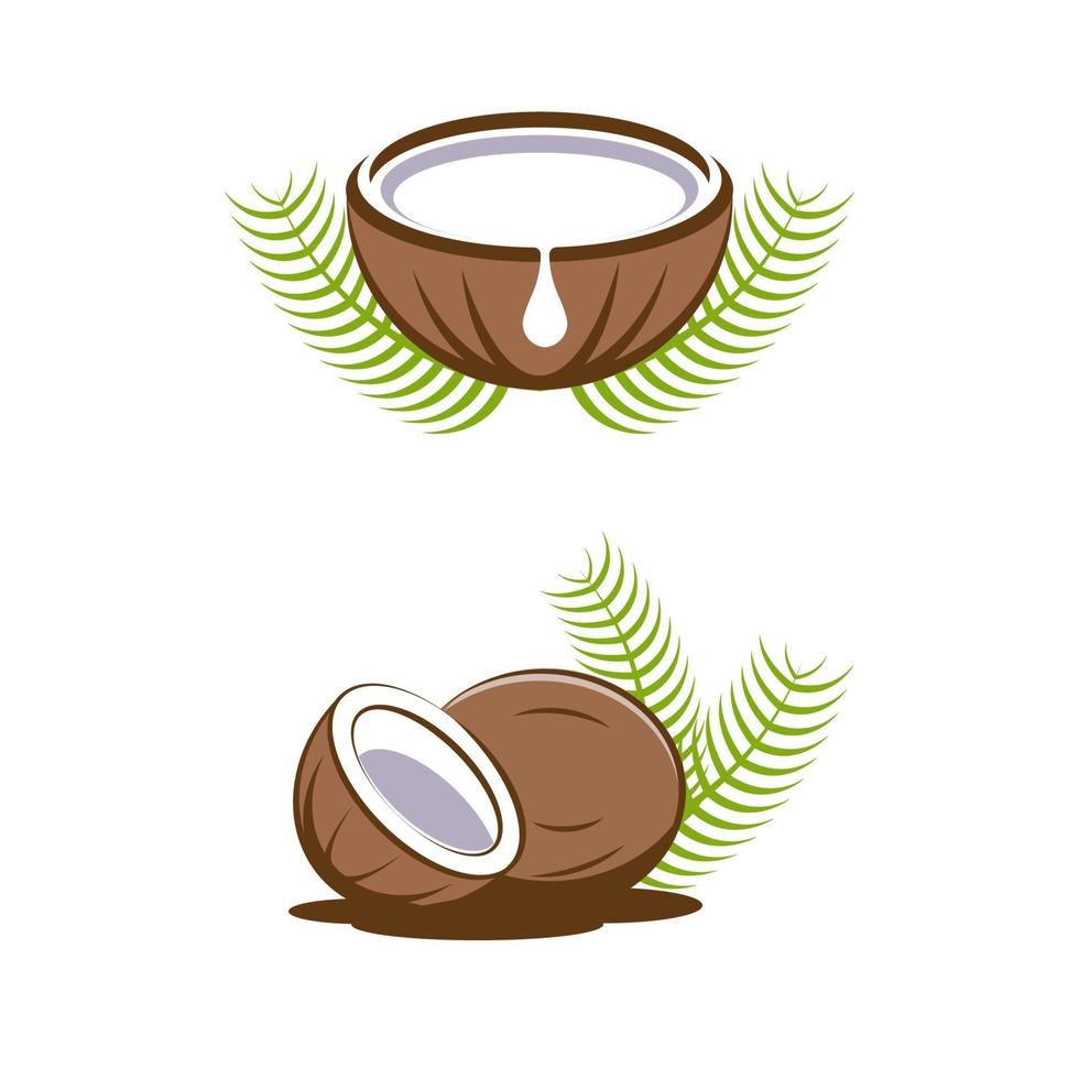 illustration de conception d'icône de vecteur de logo de noix de coco